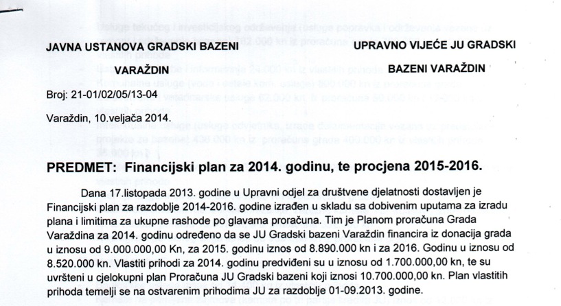 financijski plan 2014