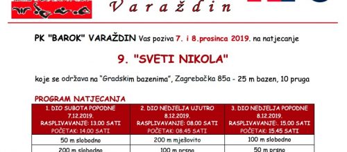 PK BAROK: Miting 9. Sveti Nikola 07. i 08.12.2019.