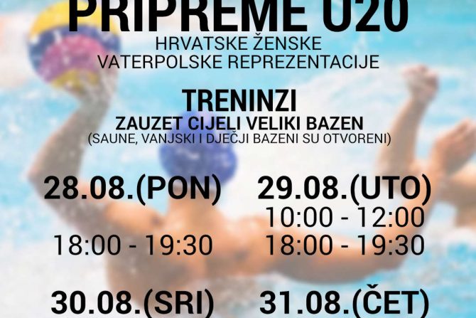 Pripreme U20 ženske vaterpolske reprezentacije od 28.08. do 31.08.23.