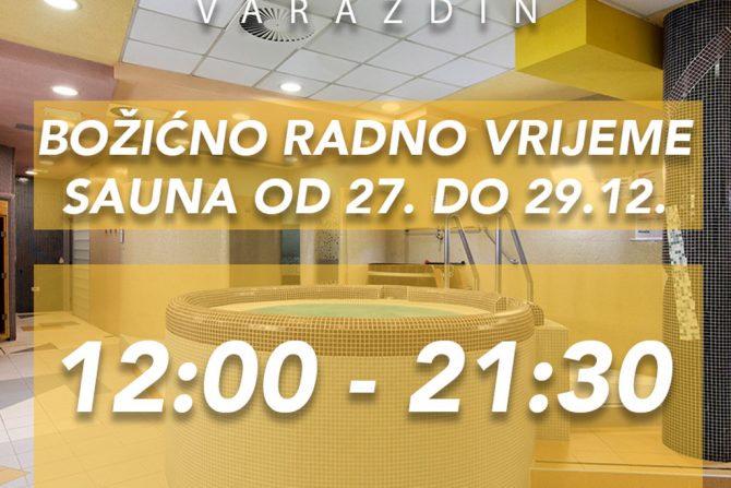 Produženo radno vrijeme sauna od srijede, 27.12. do petka, 29.12.2023.