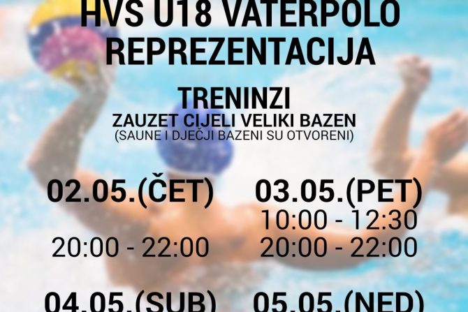 Pripreme HVS vaterpolske reprezentacije U18 od četvrtka, 02.05. do nedjelje, 05.05.2024.