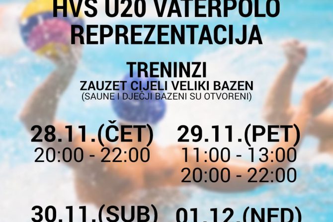 Pripreme U20 muške vaterpolske reprezentacije od 28.11. – 01.12.2024.