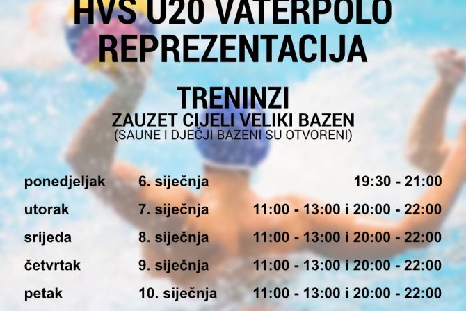 Pripreme U20 vaterpolske reprezentacije od ponedjeljka 06. do 12.01.2025.