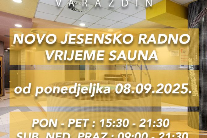 Novo produženo radno vrijeme sauna od 08.09.2025.